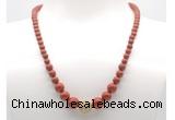 GMN7302 red jasper graduated beaded necklace & bracelet set