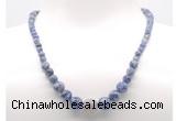 GMN7313 blue spot stone graduated beaded necklace & bracelet set