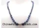 GMN7315 dumortierite graduated beaded necklace & bracelet set