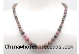 GMN7317 rhodonite graduated beaded necklace & bracelet set