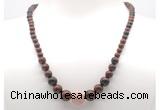 GMN7318 mahogany obsidian graduated beaded necklace & bracelet set