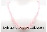 GMN7325 rose quartz graduated beaded necklace & bracelet set