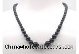 GMN7328 black tourmaline graduated beaded necklace & bracelet set