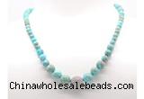 GMN7349 blue sea sediment jasper graduated beaded necklace & bracelet set