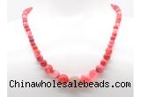 GMN7355 red banded agate graduated beaded necklace & bracelet set