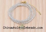 GMN7400 4mm faceted round tiny white jade beaded necklace with constellation charm