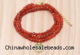 GMN7402 4mm faceted round tiny red agate beaded necklace with constellation charm