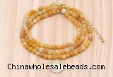 GMN7408 4mm faceted round tiny yellow aventurine beaded necklace with constellation charm
