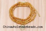 GMN7409 4mm faceted round tiny yellow jade beaded necklace with constellation charm