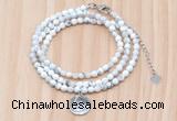 GMN7411 4mm faceted round tiny white howlite beaded necklace with constellation charm