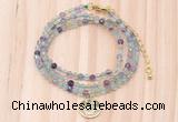 GMN7414 4mm faceted round tiny fluorite beaded necklace with constellation charm