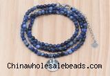 GMN7417 4mm faceted round tiny sodalite beaded necklace with constellation charm