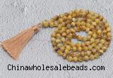 GMN742 Hand-knotted 8mm, 10mm golden tiger eye 108 beads mala necklaces with tassel