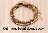GMN7433 4mm faceted round tiny mookaite jasper beaded necklace with constellation charm