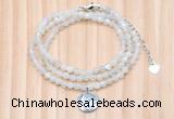 GMN7452 4mm faceted round tiny white moonstone beaded necklace with constellation charm