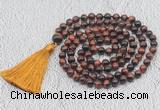 GMN746 Hand-knotted 8mm, 10mm red tiger eye 108 beads mala necklaces with tassel