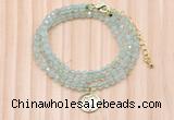 GMN7462 4mm faceted round prehnite beaded necklace with constellation charm