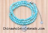 GMN7469 4mm faceted round amazonite beaded necklace with constellation charm