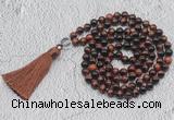 GMN747 Hand-knotted 8mm, 10mm red tiger eye 108 beads mala necklaces with tassel