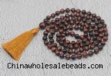 GMN748 Hand-knotted 8mm, 10mm red tiger eye 108 beads mala necklaces with tassel