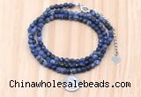 GMN7517 4mm faceted round tiny sodalite beaded necklace with letter charm