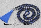 GMN759 Hand-knotted 8mm, 10mm blue tiger eye 108 beads mala necklaces with tassel