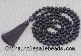 GMN760 Hand-knotted 8mm, 10mm purple tiger eye 108 beads mala necklaces with tassel