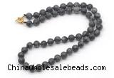 GMN7608 18 - 36 inches 8mm, 10mm matte black labradorite beaded necklaces