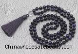 GMN761 Hand-knotted 8mm, 10mm purple tiger eye 108 beads mala necklaces with tassel