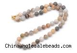 GMN7618 18 - 36 inches 8mm, 10mm matte bamboo leaf agate beaded necklaces