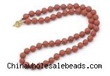 GMN7624 18 - 36 inches 8mm, 10mm matte red jasper beaded necklaces
