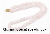 GMN7632 18 - 36 inches 8mm, 10mm matte rose quartz beaded necklaces