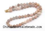 GMN7636 18 - 36 inches 8mm, 10mm matte sunstone beaded necklaces