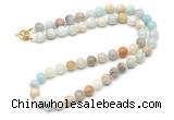 GMN7703 18 - 36 inches 8mm, 10mm round amazonite beaded necklaces
