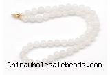 GMN7707 18 - 36 inches 8mm, 10mm round white jade beaded necklaces