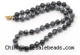 GMN7725 18 - 36 inches 8mm, 10mm round snowflake obsidian beaded necklaces
