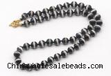 GMN7729 18 - 36 inches 8mm, 10mm round black Tibetan agate beaded necklaces