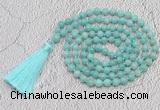 GMN773 Hand-knotted 8mm, 10mm amazonite 108 beads mala necklaces with tassel