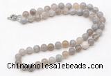 GMN7740 18 - 36 inches 8mm, 10mm round grey banded agate beaded necklaces