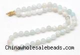 GMN7741 18 - 36 inches 8mm, 10mm round sea blue banded agate beaded necklaces