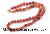 GMN7745 18 - 36 inches 8mm, 10mm round red banded agate beaded necklaces