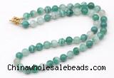 GMN7746 18 - 36 inches 8mm, 10mm round green banded agate beaded necklaces