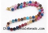 GMN7747 18 - 36 inches 8mm, 10mm round colorful banded agate beaded necklaces