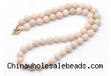 GMN7770 18 - 36 inches 8mm, 10mm round white fossil jasper beaded necklaces