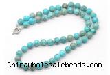 GMN7788 18 - 36 inches 8mm, 10mm round blue sea sediment jasper beaded necklaces