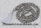 GMN779 Hand-knotted 8mm, 10mm labradorite 108 beads mala necklaces with tassel
