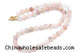 GMN7793 18 - 36 inches 8mm, 10mm round pink quartz beaded necklaces