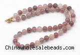 GMN7795 18 - 36 inches 8mm, 10mm round strawberry quartz beaded necklaces