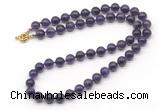 GMN7797 18 - 36 inches 8mm, 10mm round amethyst beaded necklaces