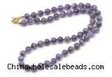 GMN7798 18 - 36 inches 8mm, 10mm round dogtooth amethyst beaded necklaces